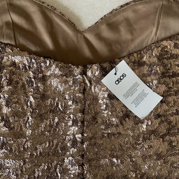 ASOS Peplum Sequence Strapless Top Size 10 - Picture 6 of 7